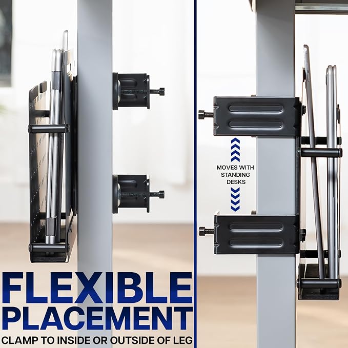 VIVO Steel Clamp-on Desk Leg Laptop Mount Holder, 14 x 11 inch Magnetic Peg Board, Desk Accessory Organizer, Black, Mount-LHS1 - Image 8
