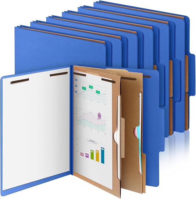 12 Pcs Skyygemm Classification Folder Letter Size, 2 Pocket File,Dark Blue | Back to School Supplies, File Organizer with Fastener, Expanding File Organizer Bulk for Office Employee, Staff, Teacher by Skyygemm