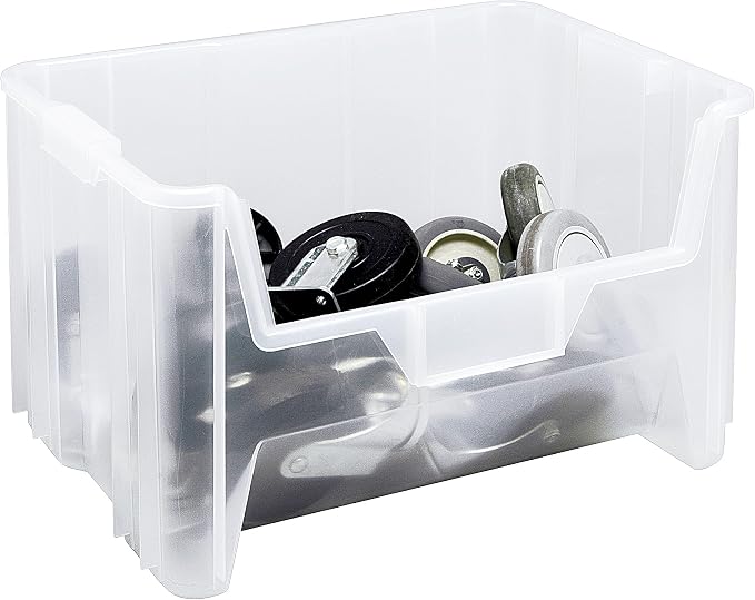 HE HUDSON EXCHANGE 20" x 15" x 12.5" (3 Pack) Plastic Giant Stackable Hopper Bin, Clear - Image 3