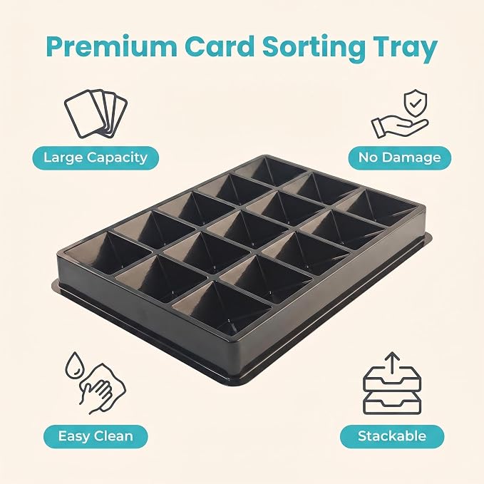 Card Sorting Tray 5ct – 18 Compartment Each, Stackable Trading Card Organizer for TCG, Durable Card Storage Sorter for Sports MTG Cards - Image 3