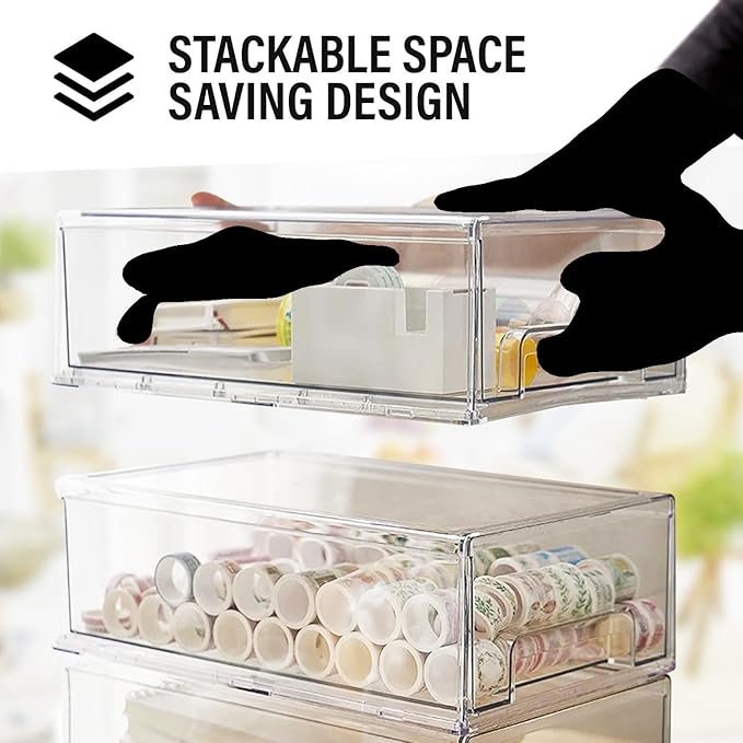 Clear Plastic Storage Drawer Organizer Bins, Perfect for Kitchen Organization or Pantry Organization and Storage, Fridge Drawer Organizer Bins, Pantry Storage and Organization Bins - Image 4