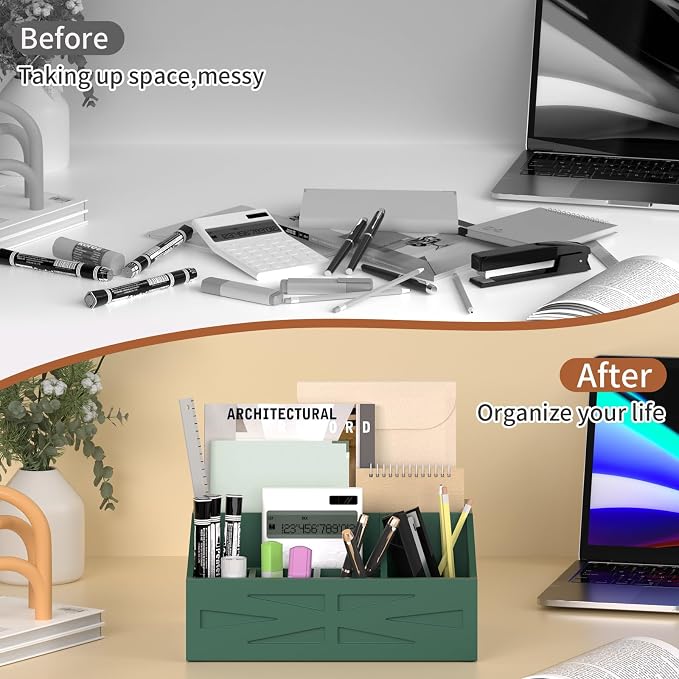 Wood Mail Organizer Countertop,Farmhouse Desk and Kitchen Countertop Storage, Letter Sorter, Desk Mail and Bill Organizer, Desktop File and Paper Holder (Green) - Image 5