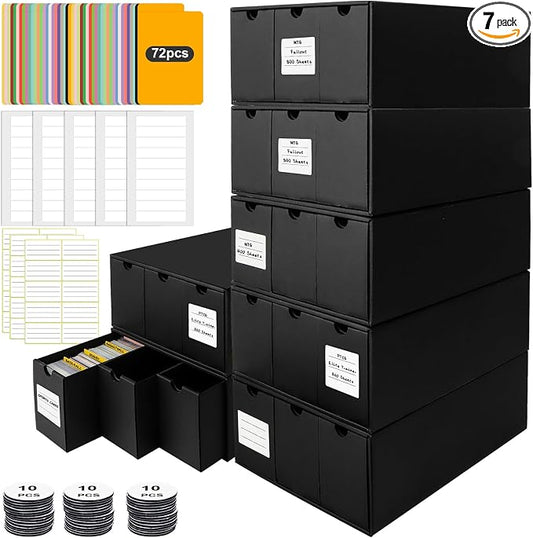 Trading Card Storage Box, Includes 21-600 CT Boxes & Card Dividers, + Trading Card Organizer for Collectible Card Games, for TCG, MTG, PTCG, Baseball Cards, with Labels & Tapes by QLOUNI