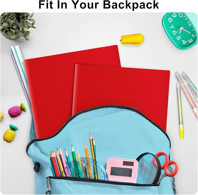 ViVin 12-Pack Sturdy Plastic Folder with Pockets, Poly Folders with 2 Pocket, Plastic Pocket Folder with Business Card Slot, for School, Home, Office (Red) - Image 9