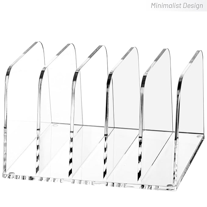 YUXUN Clear Acrylic Desktop File Sorter Organizer,Upright File Organizer, 5-Section Bookshelf for Home Office & Classroom - Image 7