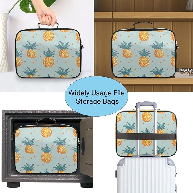 File Organizer Pineapples Fruit Print Document Organizer with Handle Portable File Organizer Bag Home Travel Storage Bags for Files Laptop Certificates - Image 7