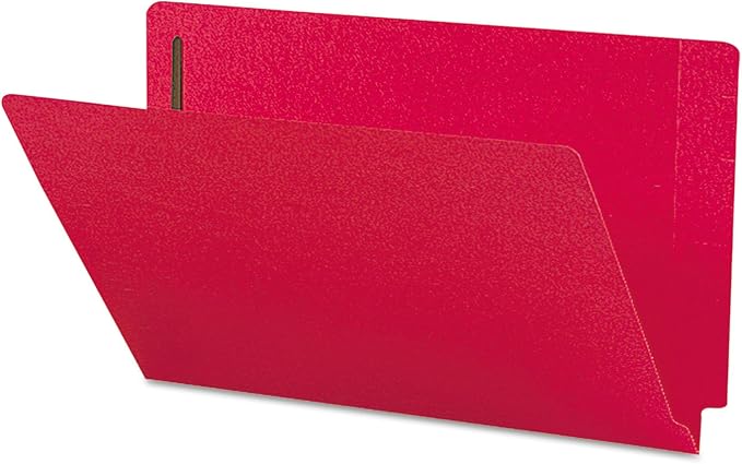 Smead End Tab Fastener File Folder, Shelf-Master® Reinforced Straight-Cut Tab, 2 Fasteners, Legal Size, Red, 50 per Box (28740) by SMEAD
