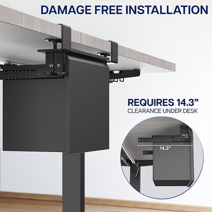 VIVO Black Clamp-on Under Desk Filing Cabinet, MOUNT-FCD1C-B | Metal Office Storage Drawer, Holds 22 lbs, for 8.5 x 11 inch Letter-Size Folders - Image 9