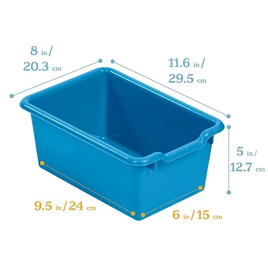 ECR4Kids Scoop Front Storage Bin, Multipurpose Organization, French Blue, 20-Piece - Image 2