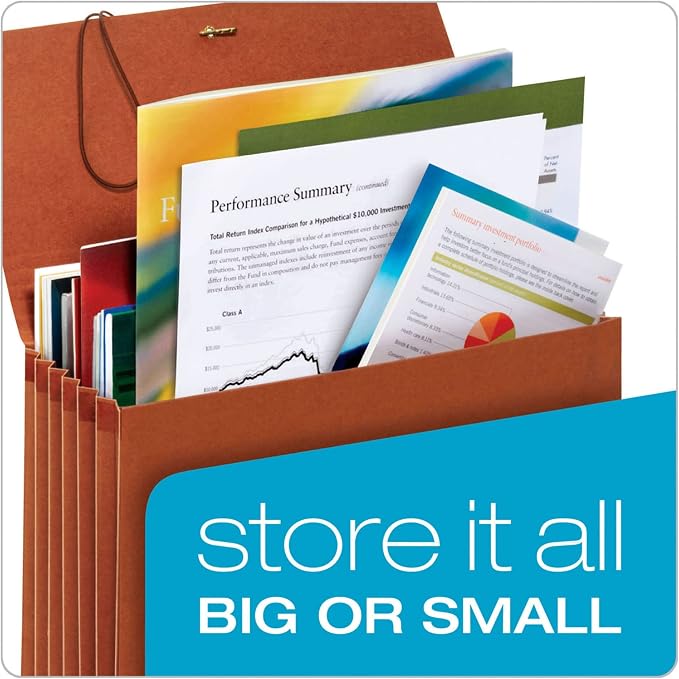 Globe-Weis 100% Recycled File Wallets, 5.25-Inch Expansion, Elastic Cord Closure, Legal Size, Brown, 10-Count (73376R) - Image 6