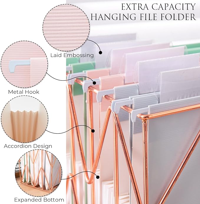Y YOMA Letter Size - 6 Pack Extra Capacity Hanging File Folders Accordion Decorative Reinforced File Folder Cute Colored Expandable Folder for Office Home with 1/5-Cut Adjustable Tabs, Pastel Color - Image 3