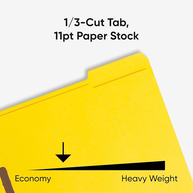 Smead Fastener File Folders, 50 Count, Yellow, Reinforced 1/3-Cut Tabs, 2 Fasteners, Letter Size (12940) (Pack of 5) - Image 4