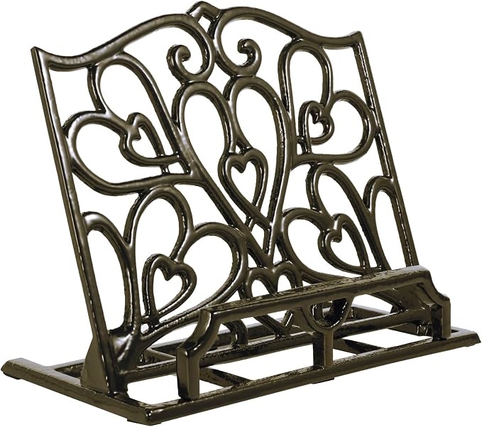 JOGREFUL Cast Iron Cookbook Stand, Kitchen Recipe Holder Heart Latte Gold | Heavy-Duty Book Vintage Holder, Reading Rest Holder for Easel/Counter/Books/Magazine/iPad/Bible by JOGREFUL