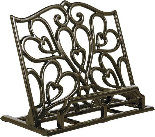 JOGREFUL Cast Iron Cookbook Stand, Kitchen Recipe Holder Heart Latte Gold | Heavy-Duty Book Vintage Holder, Reading Rest Holder for Easel/Counter/Books/Magazine/iPad/Bible by JOGREFUL