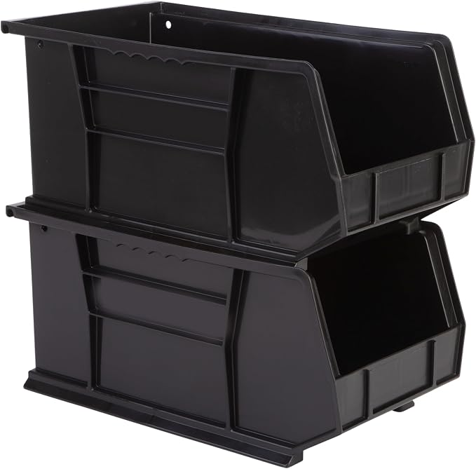 HE HUDSON EXCHANGE 15" x 8" x 7" Plastic Stackable Storage Bin, Black - Image 4