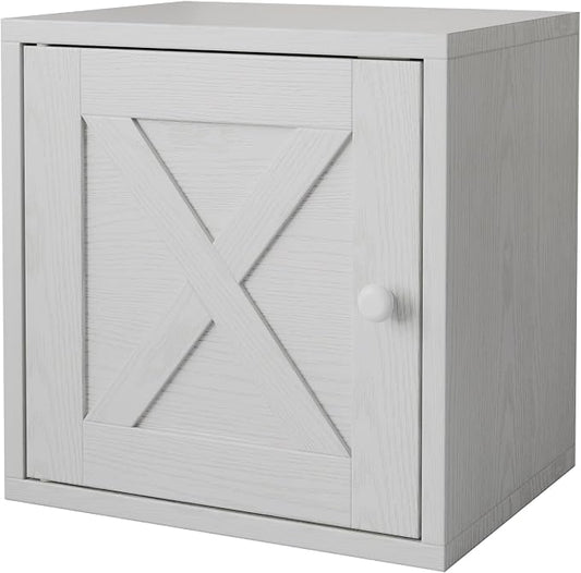 FUSUNBAO Magic DIY Cube Storage Organizer Stackable Cubes for Home Books Clothes Toy-Modular Cubby Storage System-Office Cubical-Bookcase Closet (Pure White-Washed, Door Cube) by FUSUNBAO