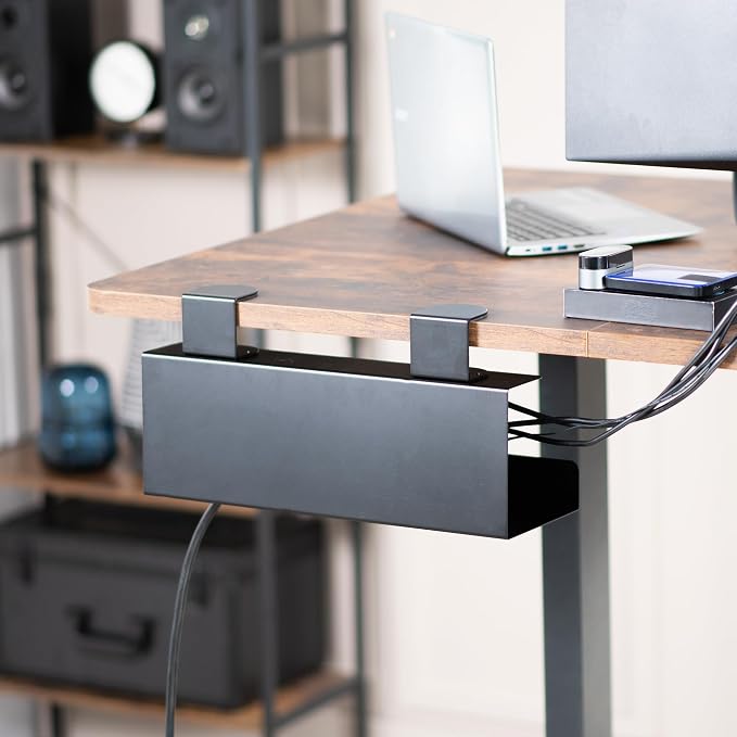 VIVO No Drill Clamp-on 17 inch Power Strip Cable Management Tray, Under Standing Desk Steel Cord Organizer, Black, DESK-CM6L-B - Image 8