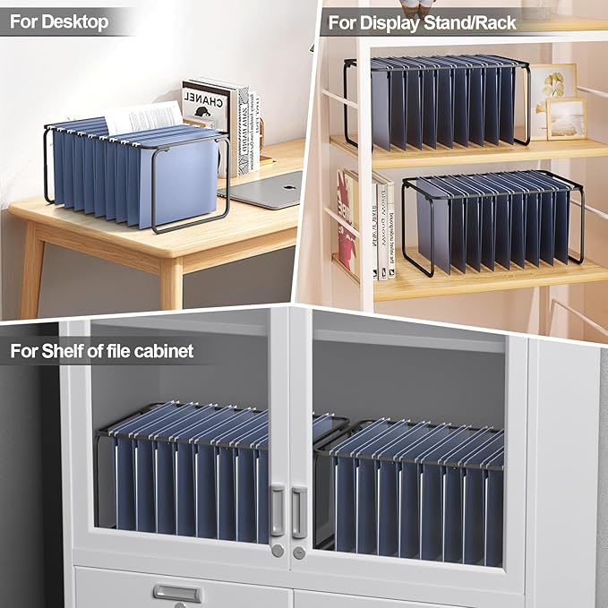 2 Sets Upgraded Adjustable Hanging File Folder Frame,Legal/Letter Size,Length Adjusted 16 to 25 inches,Heavy Duty Steel File Drawer/Cabinet Organizer Insert, Hanging Folder Holder,12.598" W X 9.45" H - Image 6