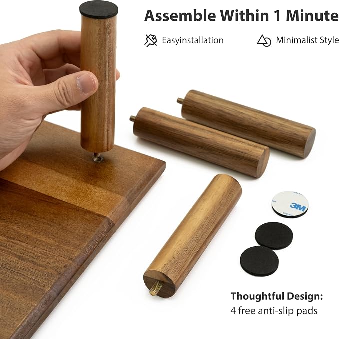 Dual Monitor Stand Riser, Acacia Wood Desktop Shelf with Storage | 39.37-Inch Wide, Under-Shelf Storage for Keyboard, Mouse and Laptop, Fits Two 24-Inch Monitors in Home Office - Image 3