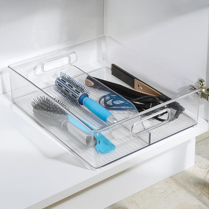 iDesign Divided Pantry Bin with Handles, Set of 6, Clear | For Pantry, For Refrigerator, For Freezer - Image 6