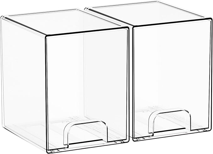 7.5" High Stackable Storage Bins,2 Pack Bottle Station and Baby Bottle Storage Organizer for Countertop,Clear Acrylic Drawers for Pacifier,Breast Pump Parts,Storage Containers,Makeup and Lotion - Image 9