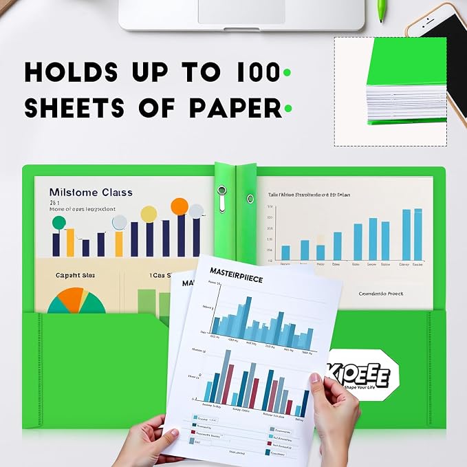 96 Pcs Plastic Folders with Pockets and Prongs (Multi-Colored),Letter Size,Business Card Slot,Bulk 2-Pocket Folder for School Office or Home,Durable Acid-Free Poly,Back to School Supplies - Image 3