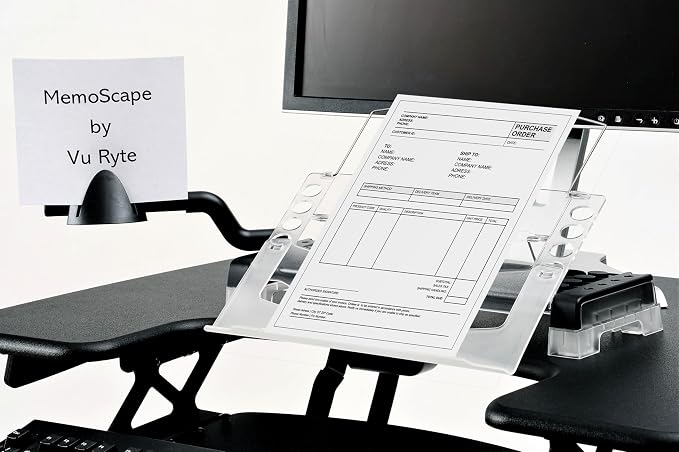 MemoScape Adjustable in-Line Document Holder for Typing | Reduces Neck Strain, Improves Focus, Boosts Desk Organization, and Workflow | Paper Holder Stand for Desk and Home Office - Black (VUR 2060) - Image 5
