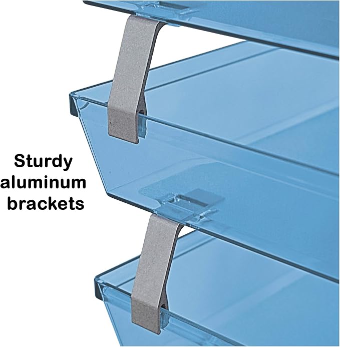 Acrimet Facility 3 Tier Letter Tray, Side Load, Letter Size/A4, Desktop File Organizer, Plastic (Clear Blue Color) | Document Tray with Aluminum Rods - Image 5