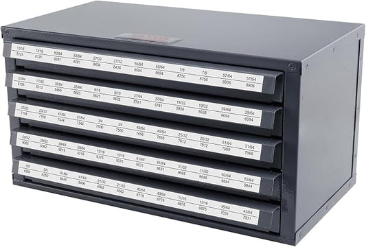 VEVOR Drill Bit Dispenser Cabinet, Five-Drawer Drill Bit Dispenser, 1/2" Reduced Shank Drill Bit Organizer Cabinet, Drill Dispenser Organizer Cabinet for Sizes 33/64" to 63/64" in 1/64" Increments by VEVOR