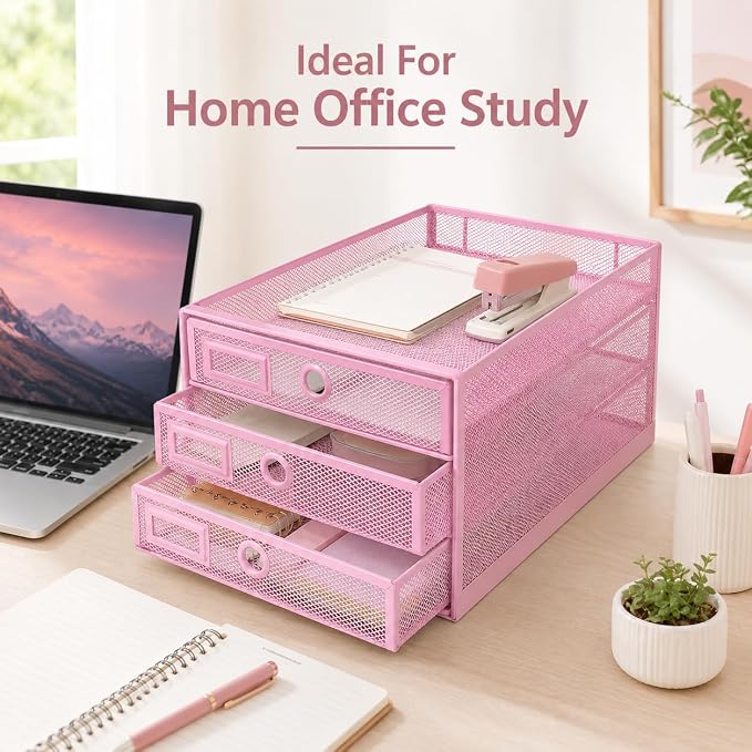 EXERZ Paper Sorter 3 Drawer Wire Mesh A4 / Desk Multifunctional Desk Organiser/Multi-Layer Letter Tray - for Documents, Magazines, Notebooks and Letter - Image 7