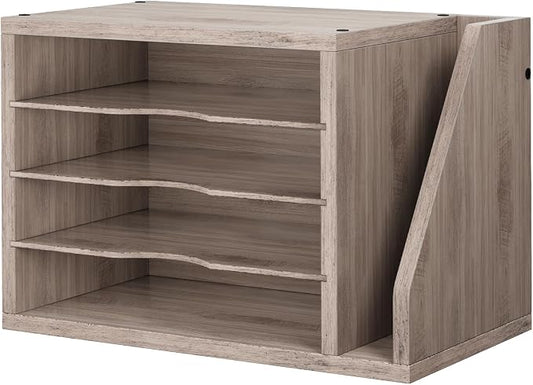 Wooden Mail Organizer, Desk Organizer with 3 Adjustable Shelves | Mail Sorter, File Organizer Desktop, Mail Holder for Home Office, Letter Sorter for Envelopes, Bills, Magazines, Greige by Cresohom