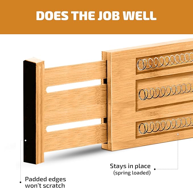 6-Pack Deep Drawer Dividers 4-Inch High Dresser Drawer Organizer, Bamboo | Adjustable 11.5-17 Inch Spring-Loaded Separators for Clothes, Utensils, Socks, Bedroom, Bathroom, Kitchen, Office, No Tools - Image 7