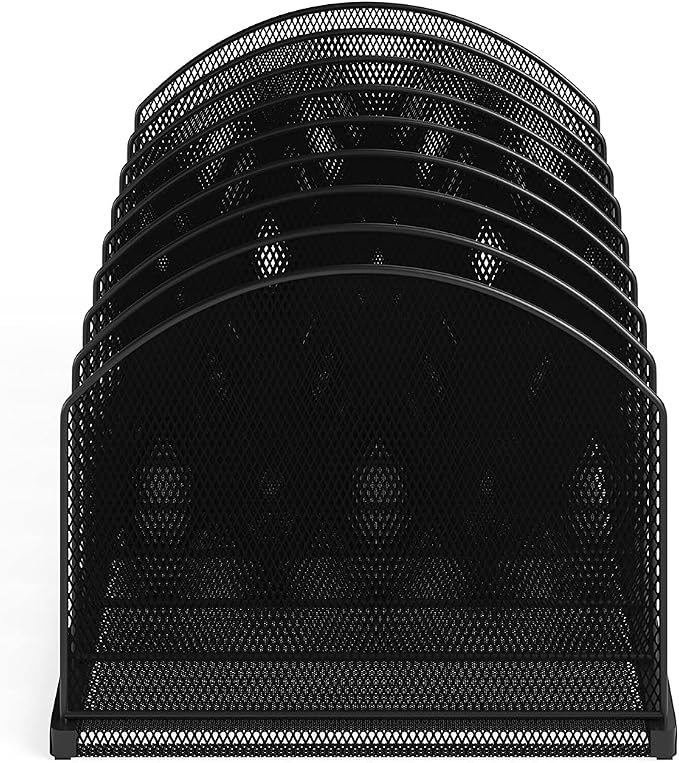 Safco Products Onyx Desktop File Organizer 8 Upright Sections Home, Office or Classroom Desktop Organization,Black,3212BLKD - Image 3