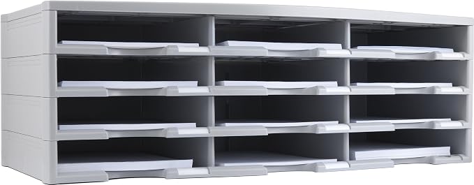 Storex 12-Compartment Literature Organizer/Document Sorter, Grey (61601U01C) | compartment Organizer - Image 4
