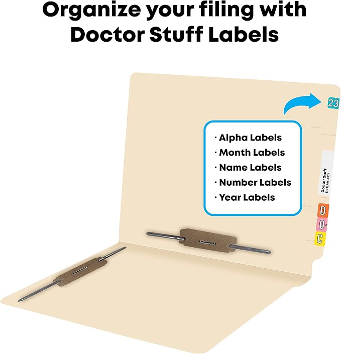 Manila File Folders, Doctor Stuff, Manila Letter Size Reinforced End Tab Folders with 2” Bonded Fastener on Inside Front and Back in Positions 3 & 5, 11 pt Manila Stock, Box of 50 - Image 4