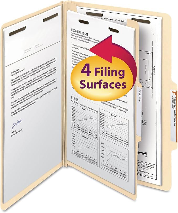 Smead Classification File Folder, 1 Divider, 2" Expansion, 2/5-Cut Tab, Legal Size, Manila, 10 per Box (18700) by SMEAD