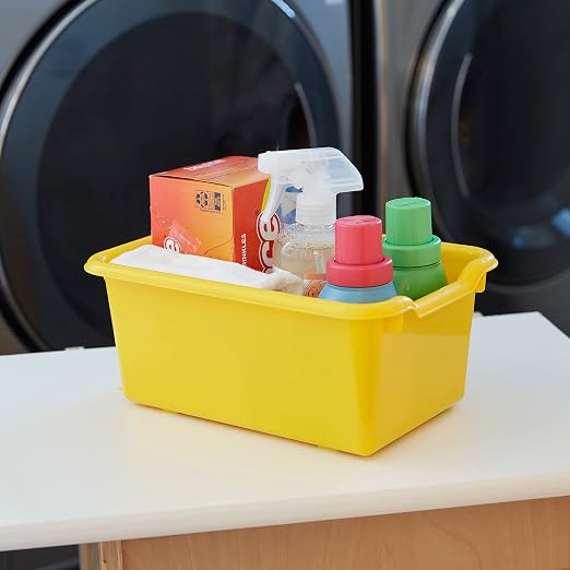ECR4Kids Scoop Front Storage Bin, Multipurpose Organization, Yellow, 20-Piece - Image 8