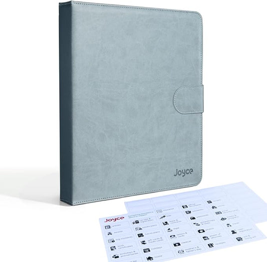 JOYCE Important Document Organizer 14 Expanding Pockets,Gray | Waterproof leather binder with 13 Card Slots for Passports, Birth Certificates, Tax Files and Wills by FeaturedProducts