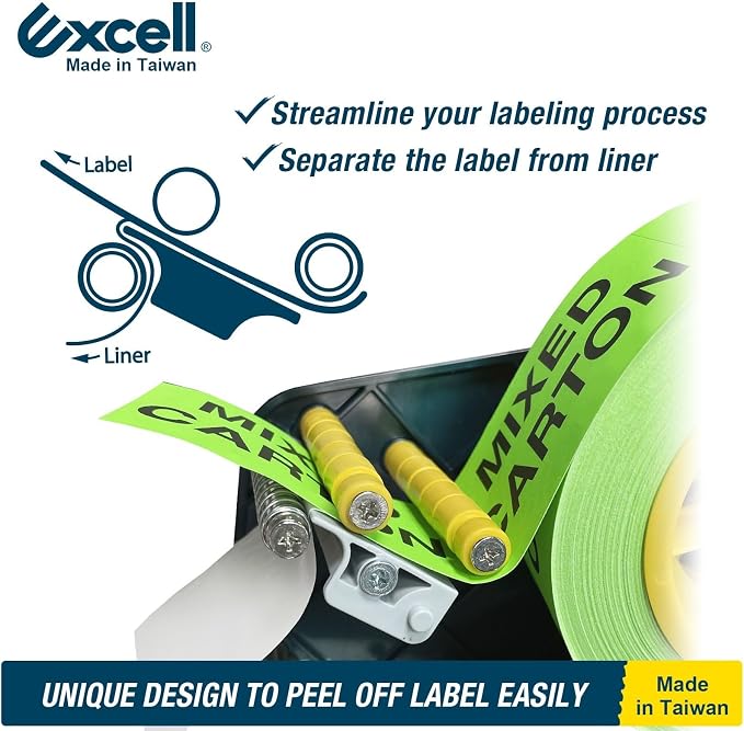 Excell LD-319 Economy Lightweight Label Dispenser (3" Wide, 1"/3" Core) | Lightweight plastic dispenser with 4 non-slip suction cups. Adjustable holder fits 3" wide rolls with 1" & 3" cores. - Image 3