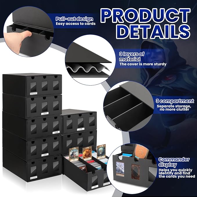 AOBOPLE Card Storage Box,24000+ Cardboard Trading Card Boxes with 72 Card Dividers,Labels and Tape,Bulk Card Storage for MTG TCG PTCG Commander Display - Image 5