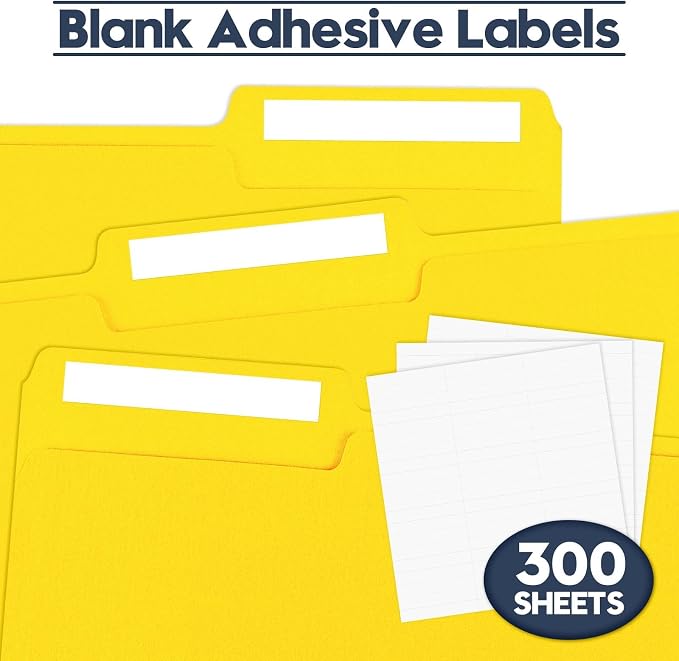 File Folders,Colored File Folders Letter Size 8.5" x 11",150 Pack 1/3 Cut Tab Bulk Folders,Durable Paper Folders with Blank Labels for Office Business School Home Use,Lemon Yellow - Image 5