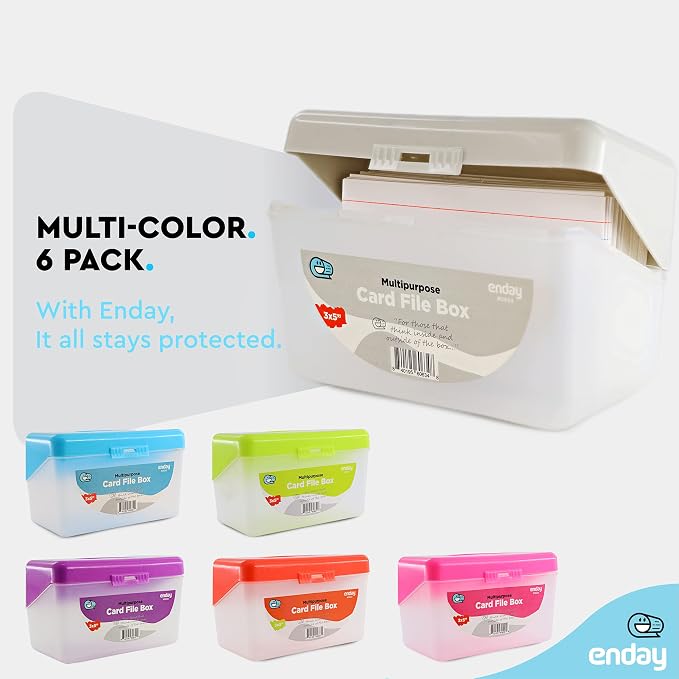 Enday Index Card Box Grey 3x5 Index Card Holder, Index Card Organizer, Flash Card Holder, Holds 250 Cards. - Image 4