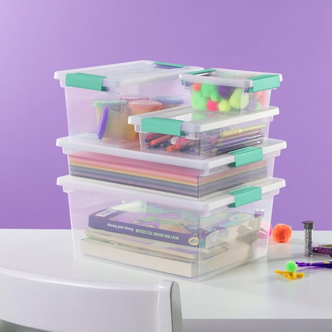 Sterilite Small Clip Box, Stackable Small Storage Bin with Latching Lid, Plastic Container to Organize Office, Crafts, Clear Base and Lid, (Pack of 6) | Storage Containers with Latching Lids for Writing, Arts or Crafts Supplies - Home, Office, Classroo... - Image 6