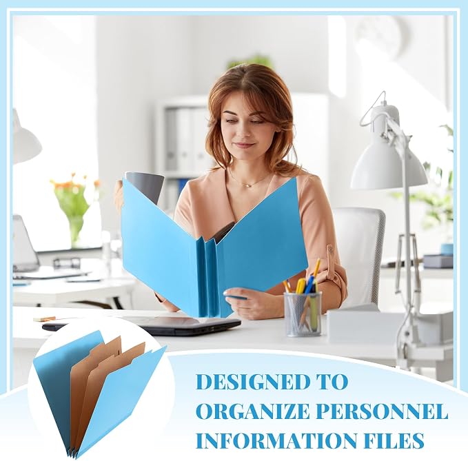 Skyygemm 36 Pcs Classification Folders Letter Size, 2 Divider Pressboard File Folders with 3. 5 Inch Expansion, 2 Prongs Fastener, Heavy Duty Office File Organizers for Teachers, Medical (Blue) - Image 6