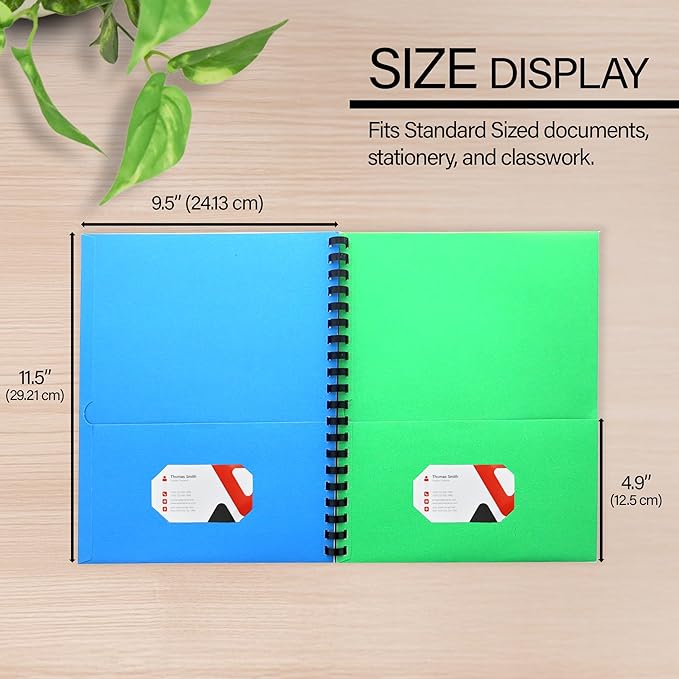 BAZIC Products Assorted Color Paper 8-Pocket Folder Organizer | business card slot, Sorts letter-size 8.5 x 11 in papers - Image 2