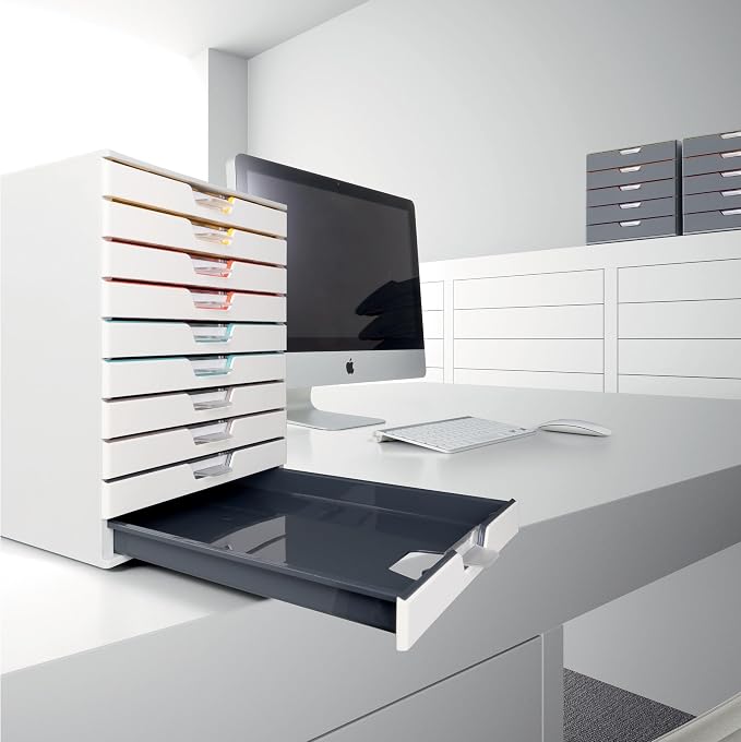Durable VARICOLOR 10 Drawer Unit - White Desktop Drawer Set with 10 Color Coded Draws - Letter Size Files - Perfect for Storing Documents and Paper Work - Image 7