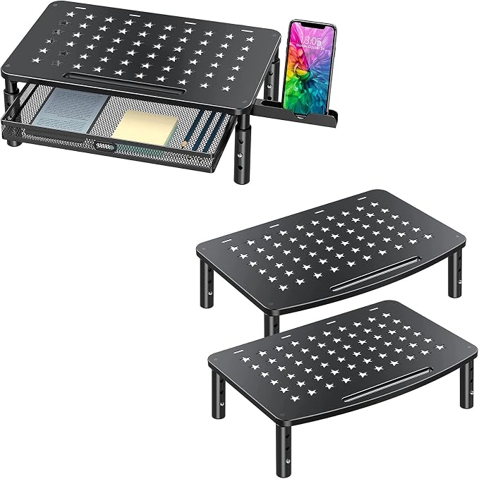 Zimilar Monitor Stands Risers, 3 Height Adjustable Monitor Riser for Laptop, Printer, iMac, PC, Premium Metal Computer Monitor Stand by Zimilar