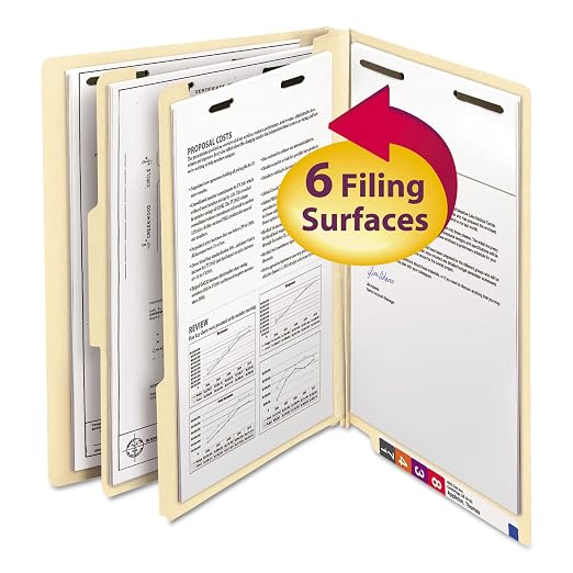 Smead® End-Tab Fastener Folders with Dividers, Letter Size, Manila, Pack of 10 by SMEAD