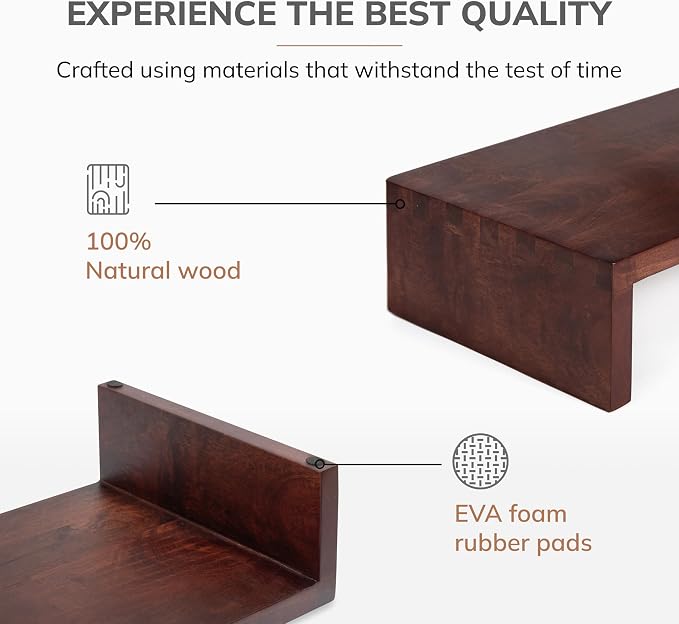 Anji Mountain Wooden Monitor Stand - Elegant Monitor Riser, Perfect Monitor Stand for Desk Organization, Durable Wood Construction monitor stands, Enhances Ergonomics and Workspace Efficiency,Walnut - Image 2