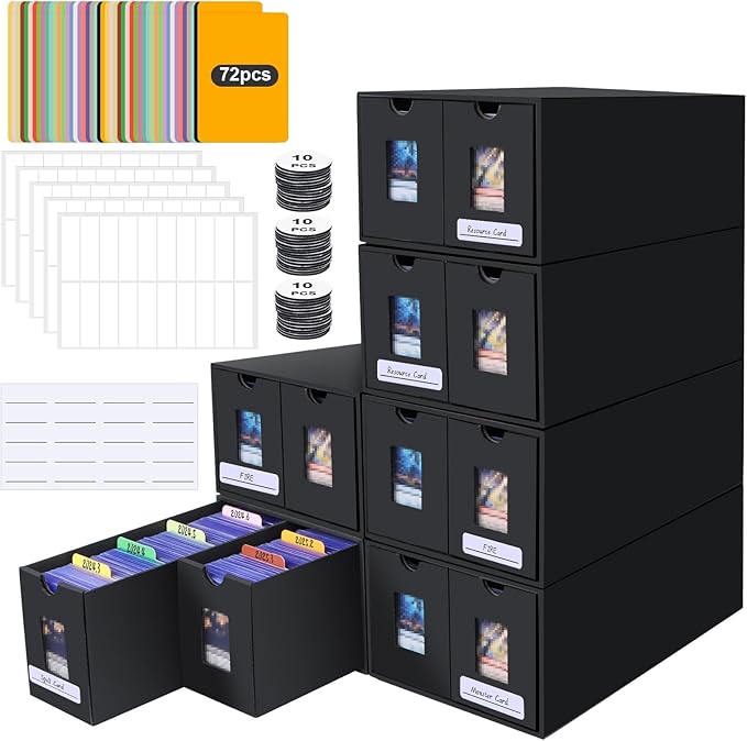Card Storage Box, 11000+ Trading Card Storage 2000+ Toploader Card Storage Box for Commander Display,with 72 Dividers, Labels & Tapes,Fit for TCG, PTCG, MTG by HIMOMO